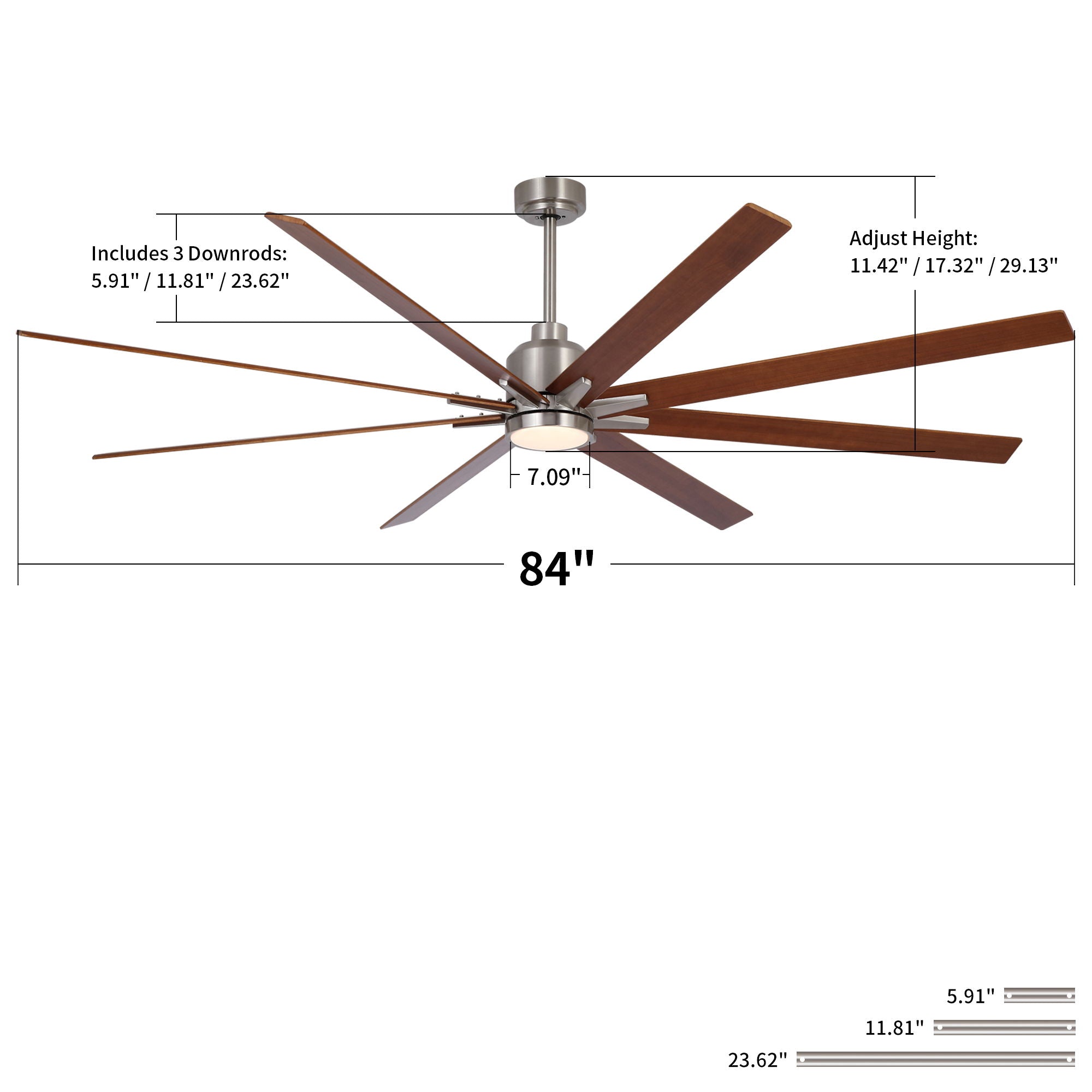 Oversized Large Ceiling Fan, 8 Blades