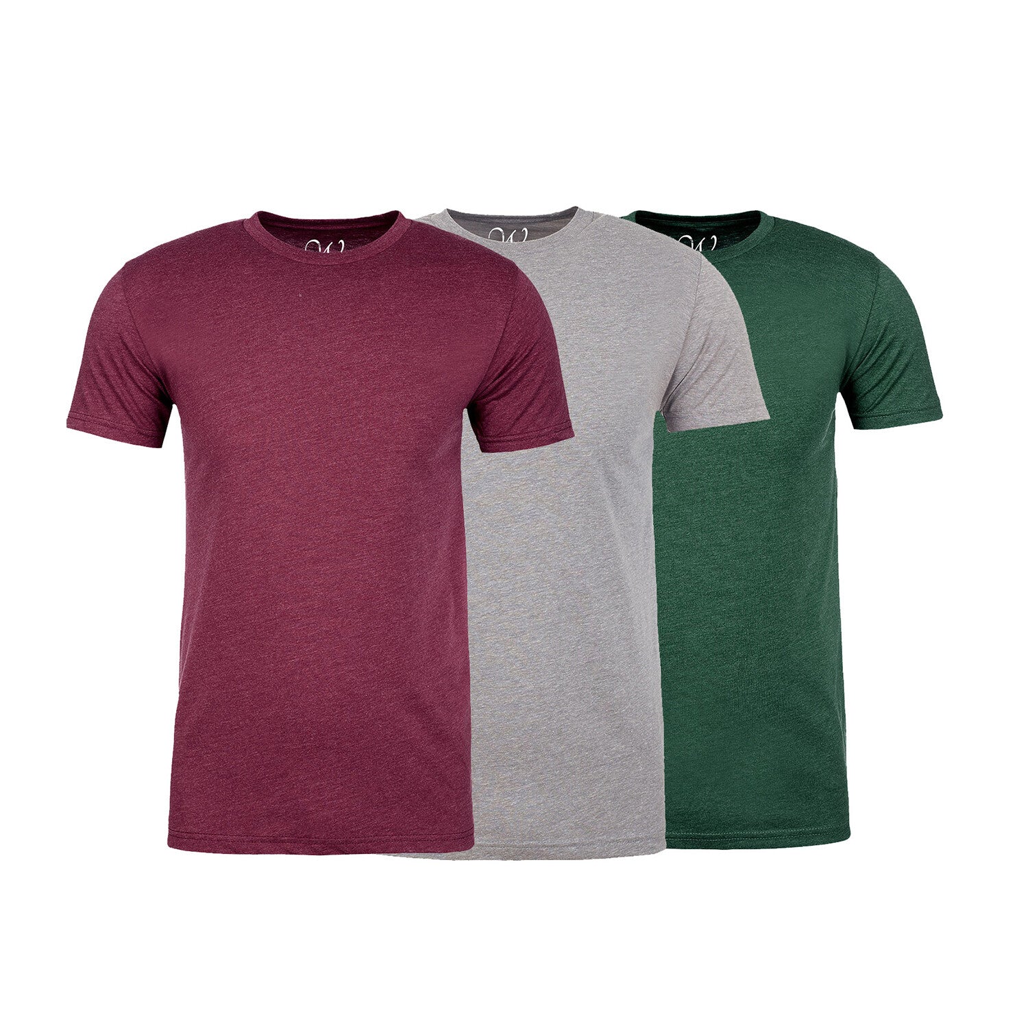 Ultra Soft Sueded Crew-Neck // Heather Maroon + Heather Gray + Heather Forest Green // Pack of 3