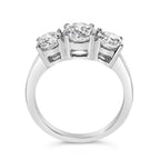 14K White Gold 2.00 Cttw Lab Grown Diamond 3 Stone Ring Band (F-G Color, VS1-VS2 Clarity) - Ring Size 7