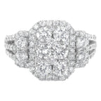 14K White Gold 2 1/4 Cttw Diamond Cocktail Cluster Ring (G-H Color, SI2-I1 Clarity) - Size 7