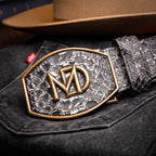 Arkansas // Python Leather Belt // Antique Newspaper