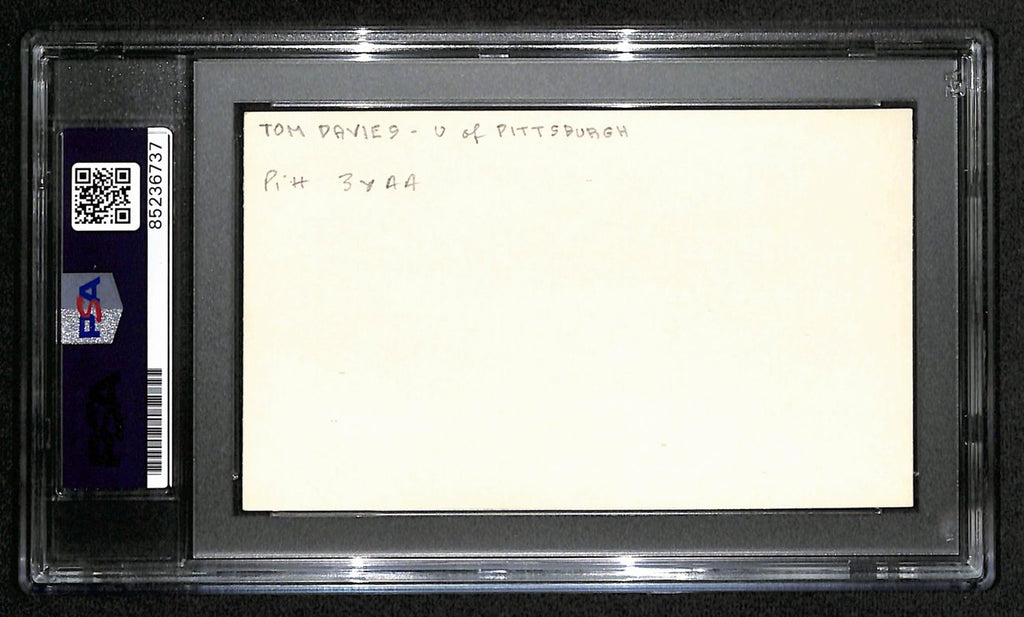 Tom Davies CFB HOF Signed 3x5 Index Card Pitt Panthers RARE PSA/DNA 189028