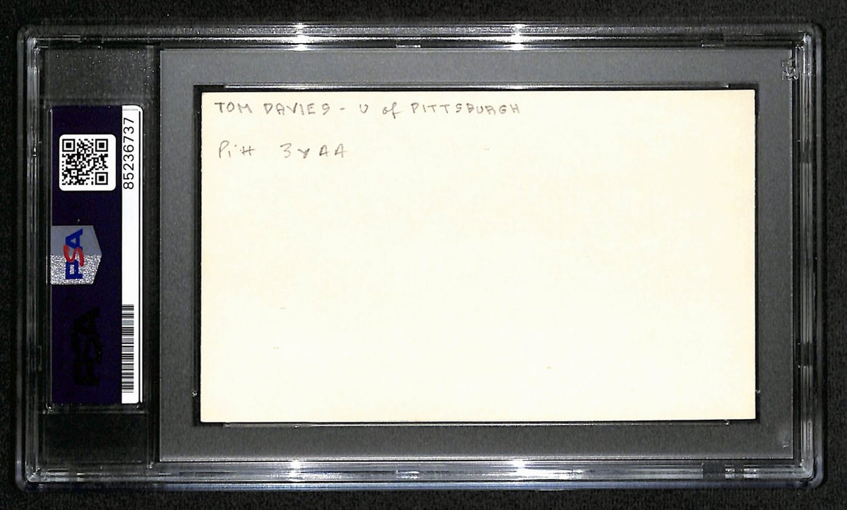 Tom Davies CFB HOF Signed 3x5 Index Card Pitt Panthers RARE PSA/DNA 189028