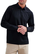 Rhone Delta Piqué Long Sleeve Golf Polo in Black at Nordstrom Size Medium