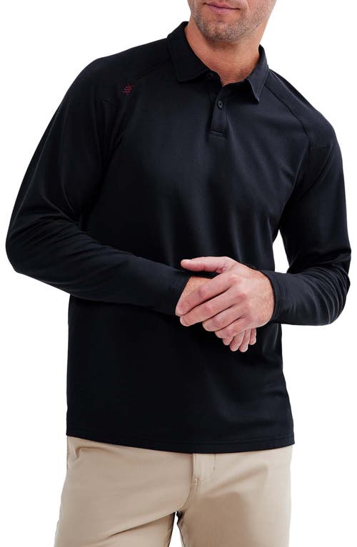 Rhone Delta Piqué Long Sleeve Golf Polo in Black at Nordstrom Size Medium