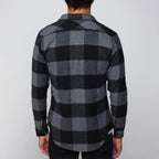 Slim Fit Flap Pocket Checkered Lumberjack Shirt // Black + Grey