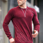 Crewneck w/ Knitted Details Sweater //Burgundy