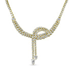 14k Yellow Gold 17.0 Cttw Diamond Double Row Lariat 18" Inch Tennis Necklace with Pear Shape Diamond Drop Tips (I-J Color, VS2-SI1 Clarity)