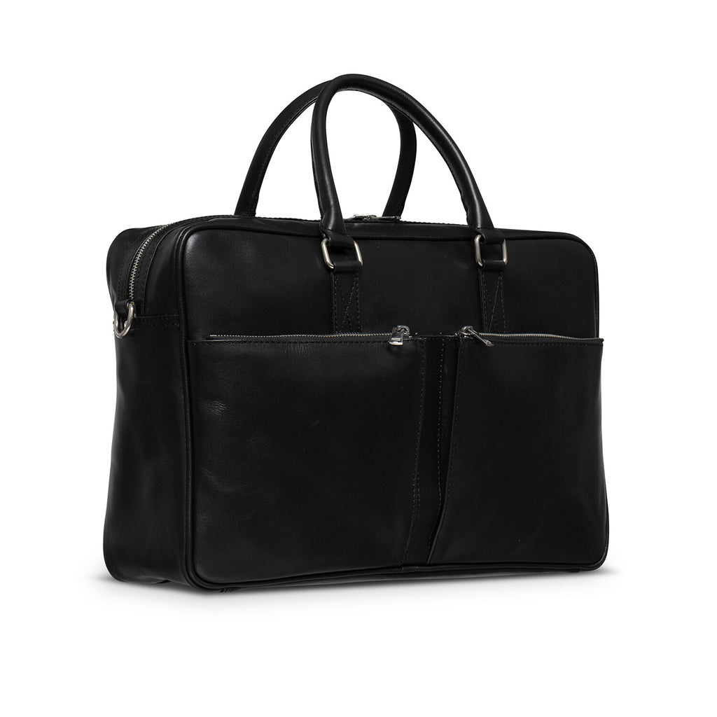 Leather Briefcase Slim 17" // Black