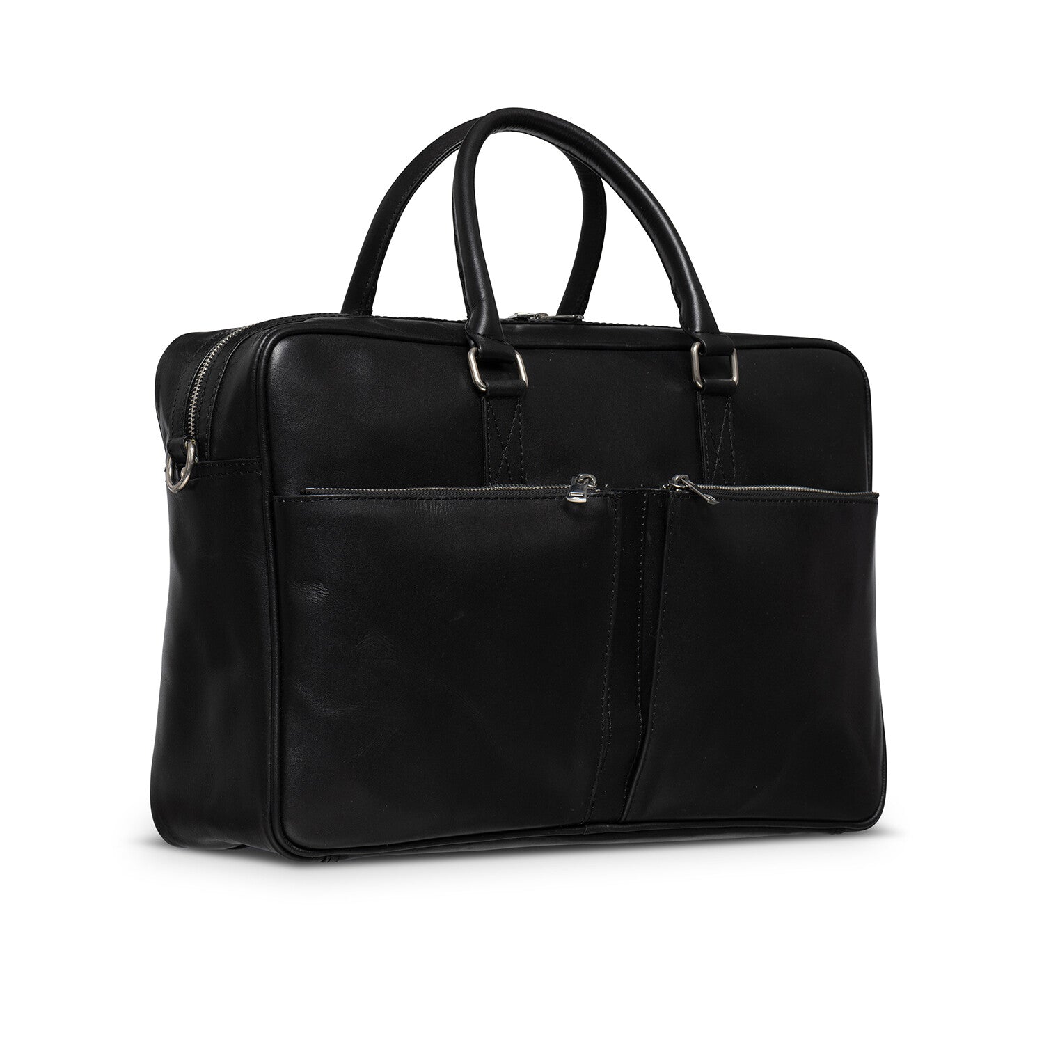Leather Briefcase Slim 17" // Black