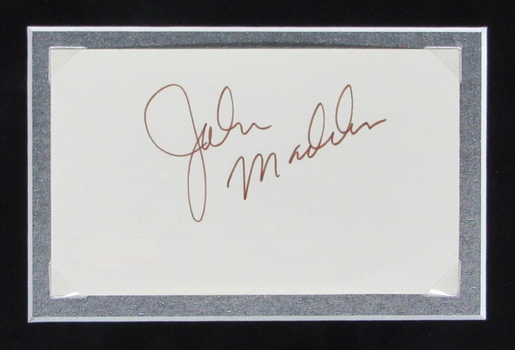 John Madden HOF Raiders Collage 8x10 s Signed 3x5 Index Card Framed JSA 165880