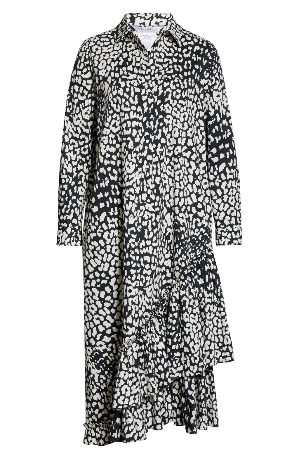 Women's Max Mara Lipari Leopard Print Long Sleeve Cotton Midi Shirtdress