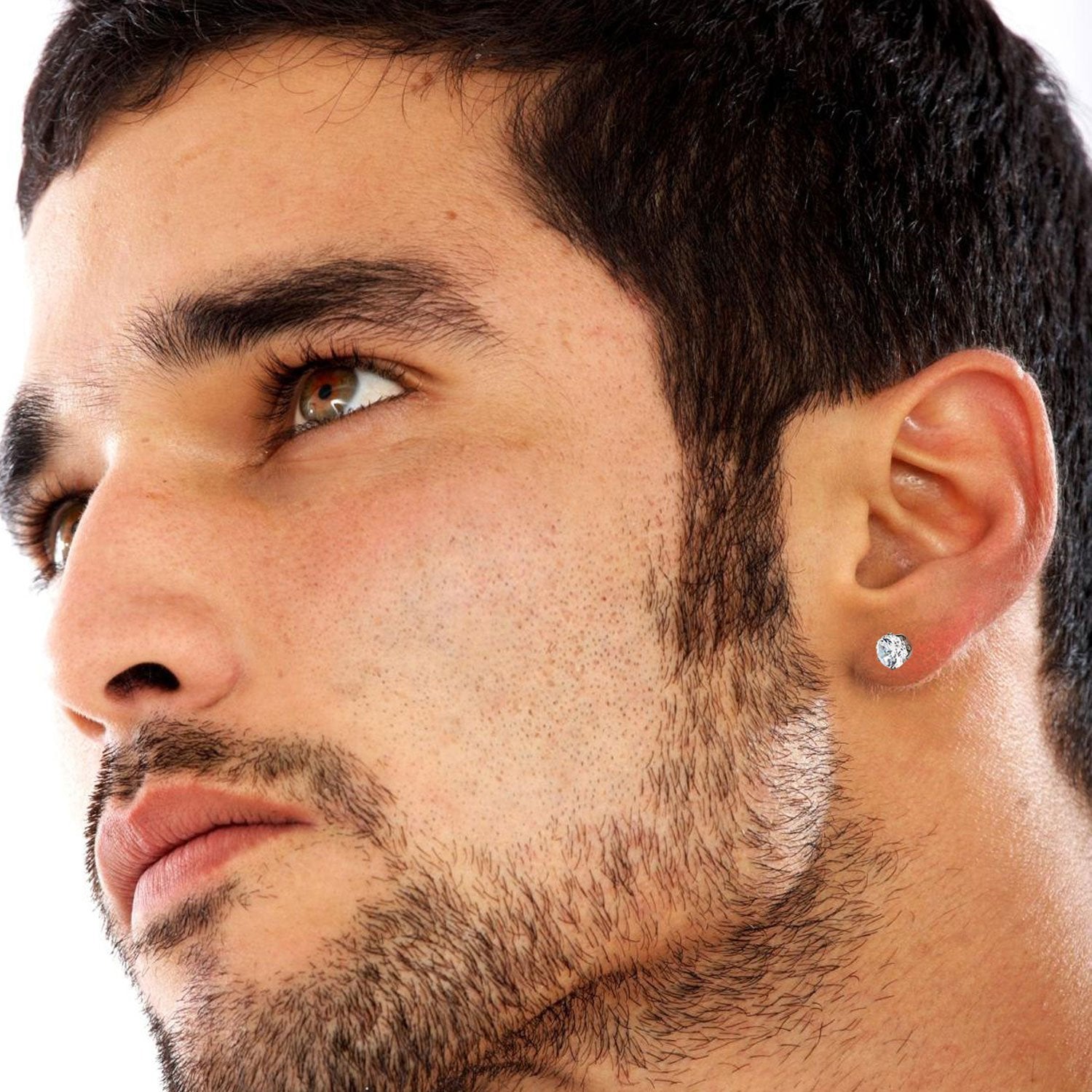 Cubic Zirconia Round Silver Stud Earrings Set Of 4 Stainless Steel Jewelry Men Women