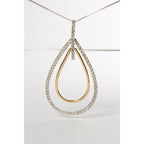 14K Two-Tone Gold Round Cut Diamond Double Burst Pendant Necklace (1.00 cttw, H-I Color, SI2-I1 Clarity)