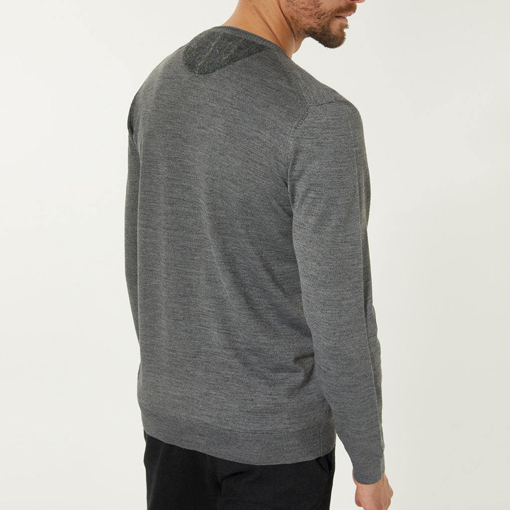 Wool Blend V-Neck Pocket Sweater // Gray