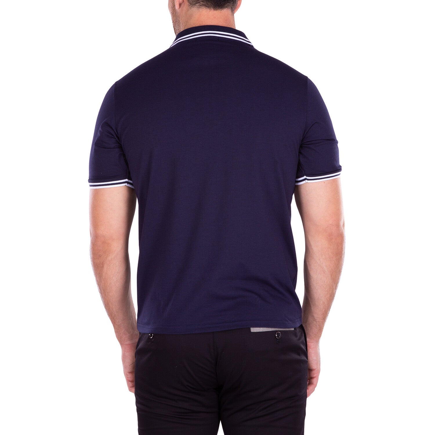 Zipper Short Sleeve Polo Shirt // Navy