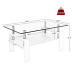 Modern Rectangular Coffee Table With Tempered Transparent