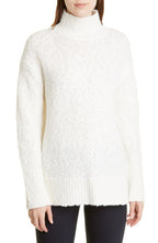 Vince Turtleneck Wool Blend Tunic Sweater in Cream, Size Large