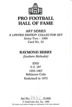 Raymond Berry HOF Colts Signed/Inscribed Goal Line Art GLAC Postcard 163830