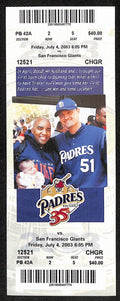 Barry Bonds HR #638 Walk #2000 Full Ticket Giants vs Padres 7/4/2003 187559