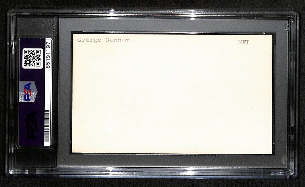George Connor HOF Signed/Inscribed 3x5 Index Card Chicago Bears PSA/DNA 187435
