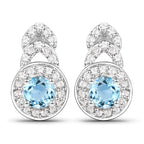 3.24 Carat Genuine Blue Topaz and White Topaz .925 Sterling Silver Jewelry Set