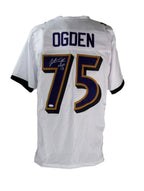 Jonathan Ogden HOF Autographed/Inscr White Custom Football Jersey Ravens JSA