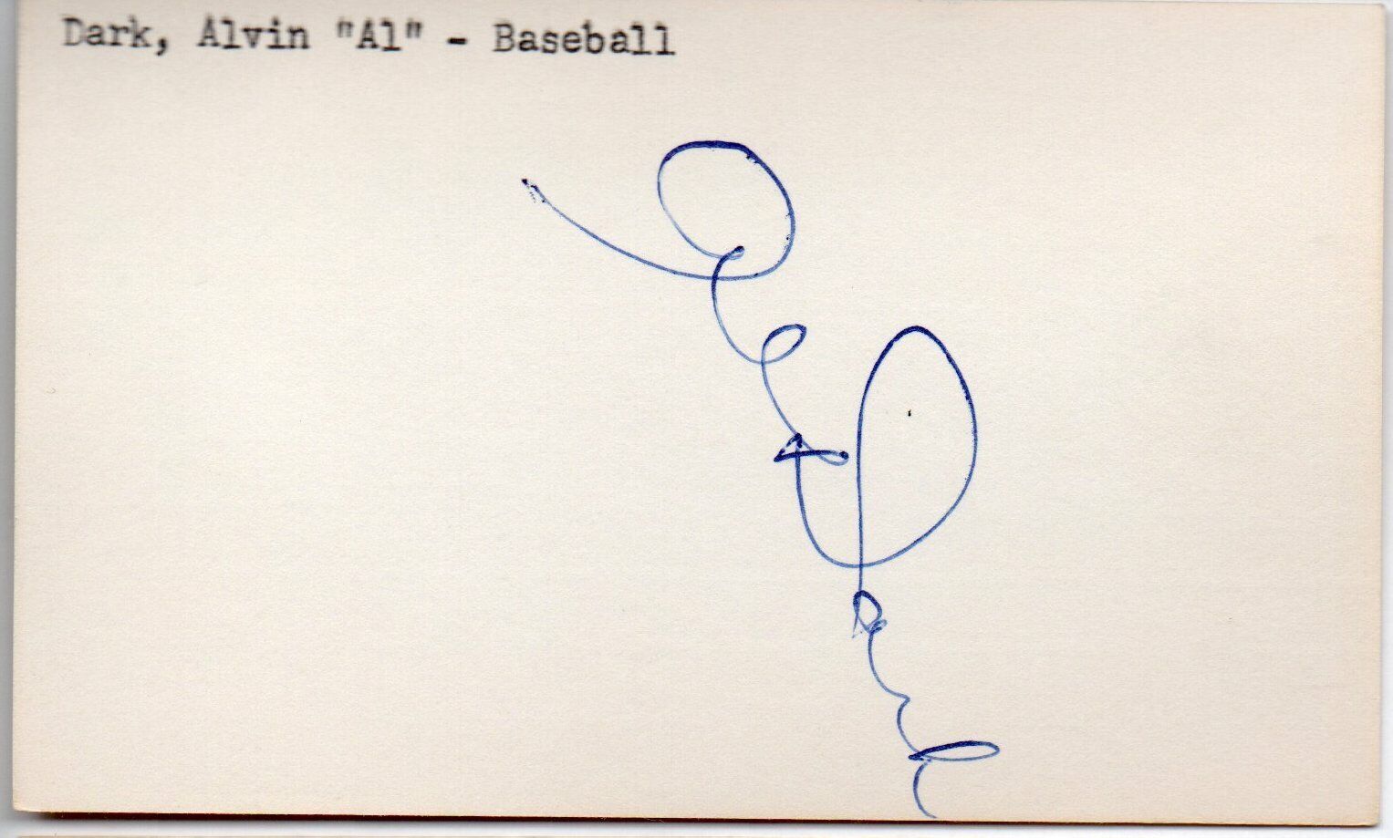 Alvin Dark d.2014 Giants/Braves/Cardinals Signed 3x5 Index Card 145398
