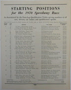 1970 Indianapolis 500 Race Program at Indianapolis Motor Speedway