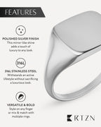 Silver Square Signet Rings (Polished)