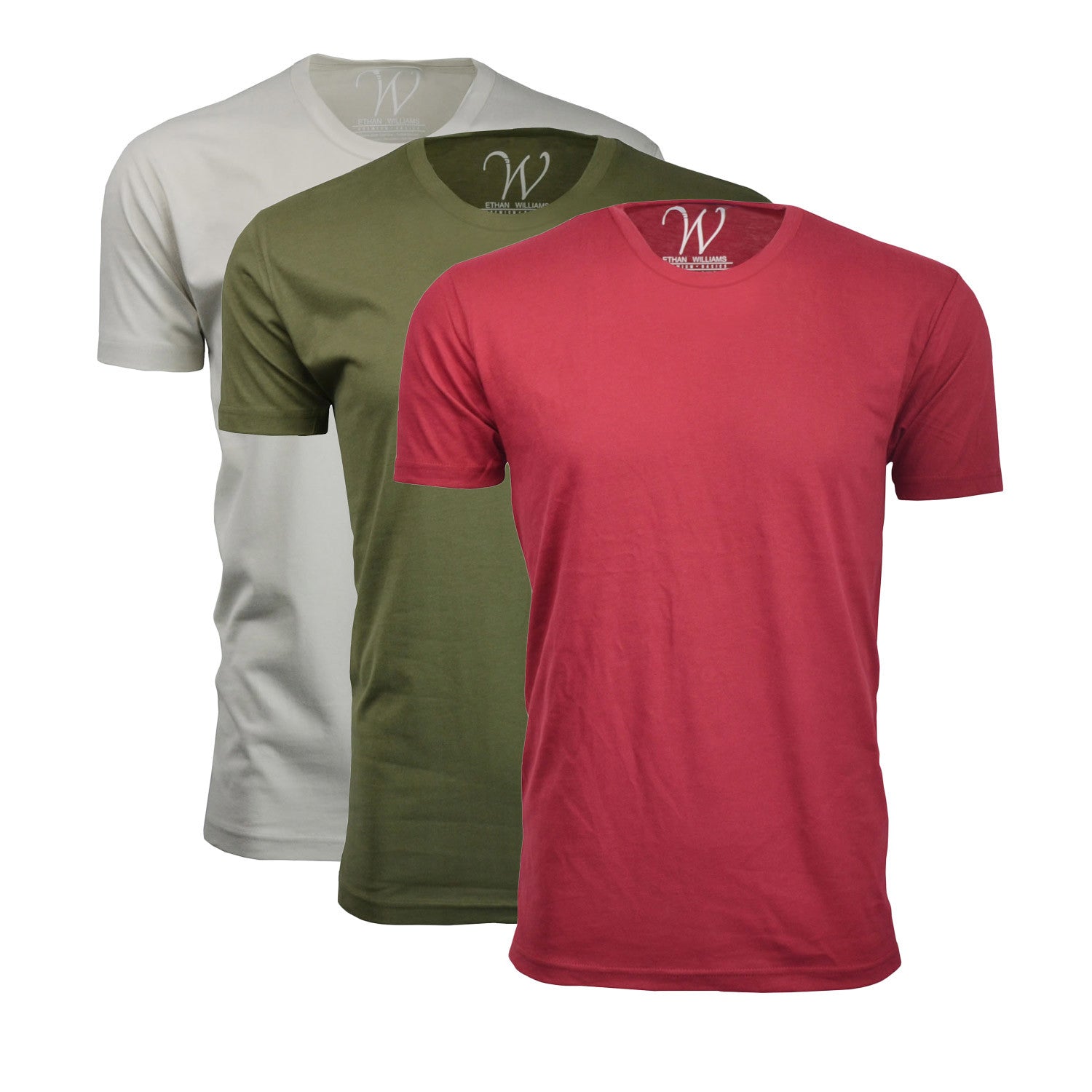 Ultra Soft Sueded Crew-Neck // Burgundy + Military Green + Sand // Pack of 3