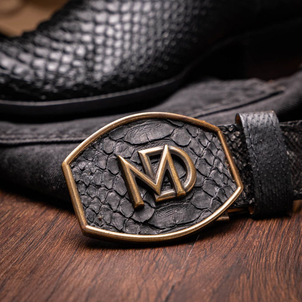 Kansas // Python Leather Western Boots // Black