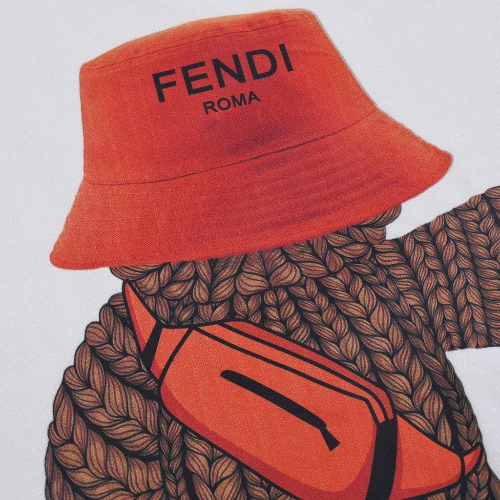 Fendi T-Shirt without Collar 'White-Orange'