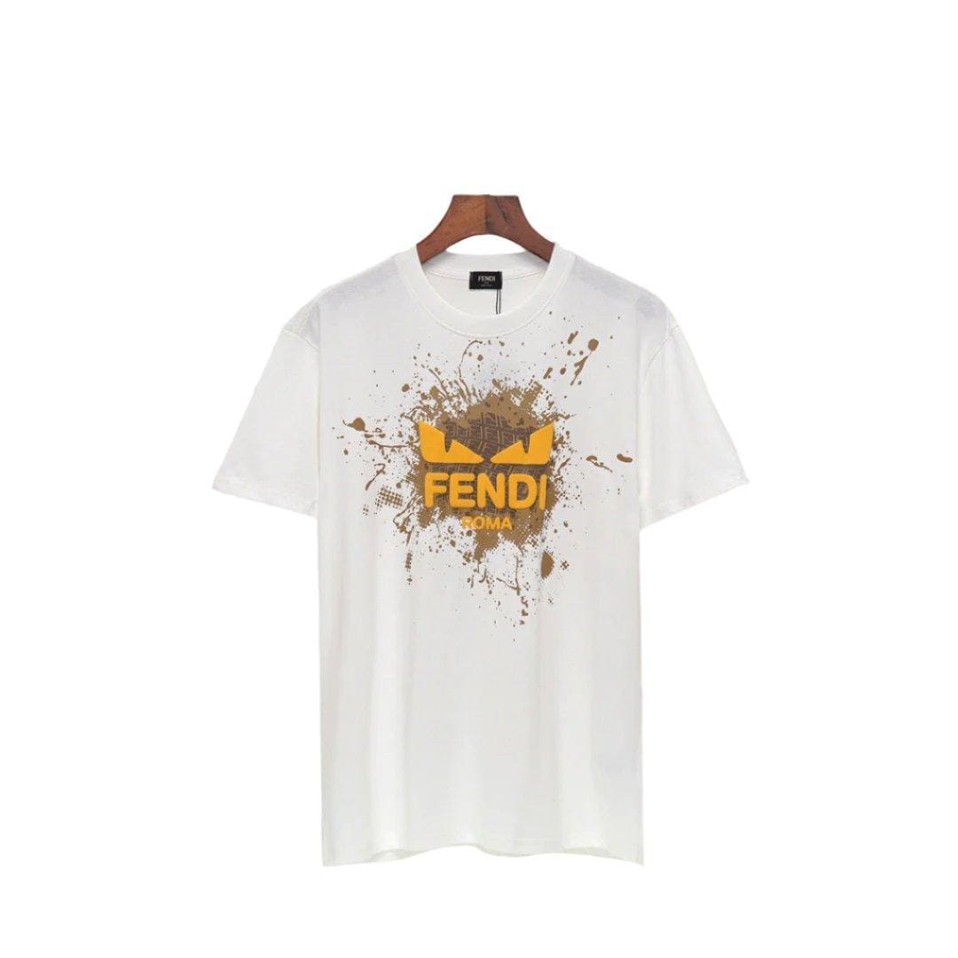 Fendi T-Shirt without Collar 'White-Yellow'