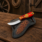 Compact Cowboy Skinning Knife – Rasp Steel with Belt Sheath