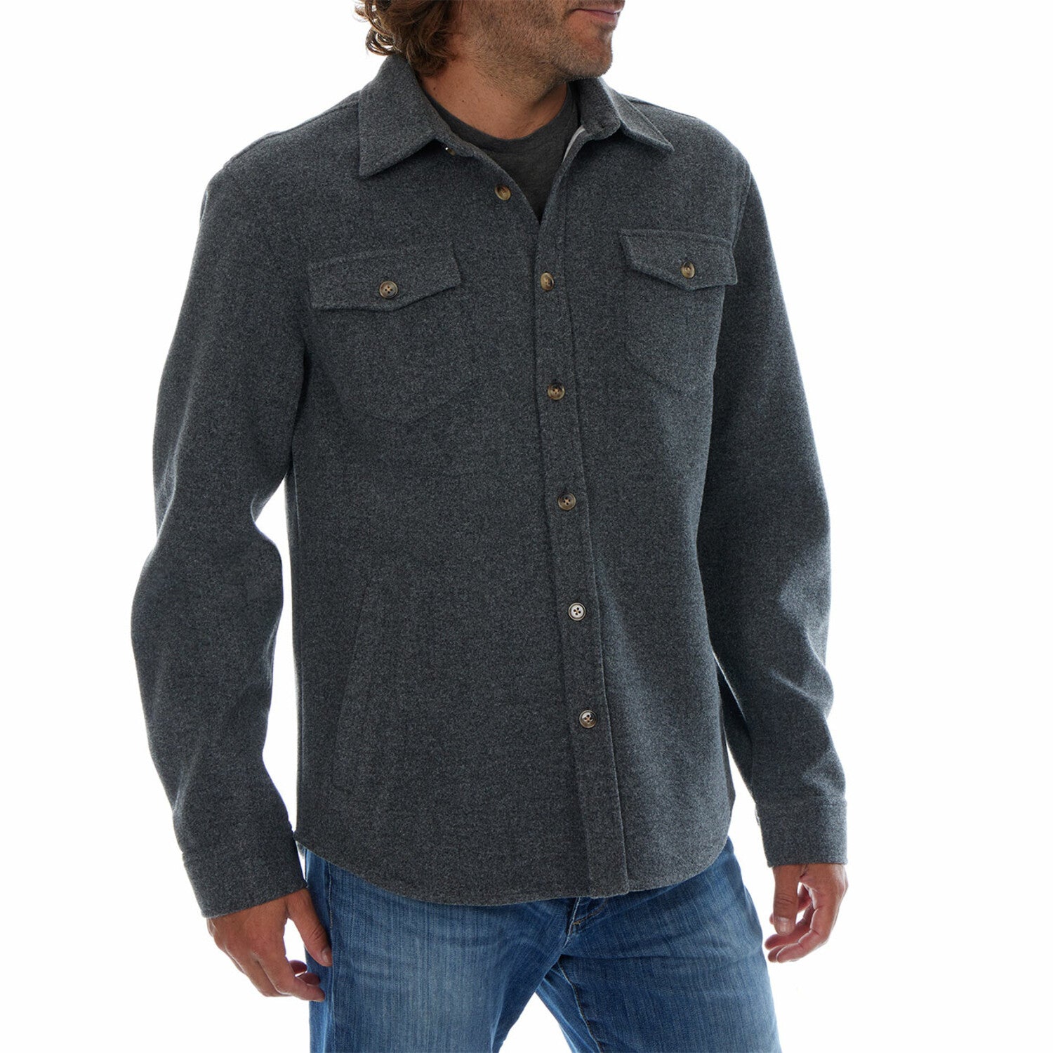 Bentley Heavy Faux Wool Work Shirt  // Charcoal