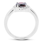 2.58 Carat Genuine  Garnet and White Topaz .925 Sterling Silver Ring