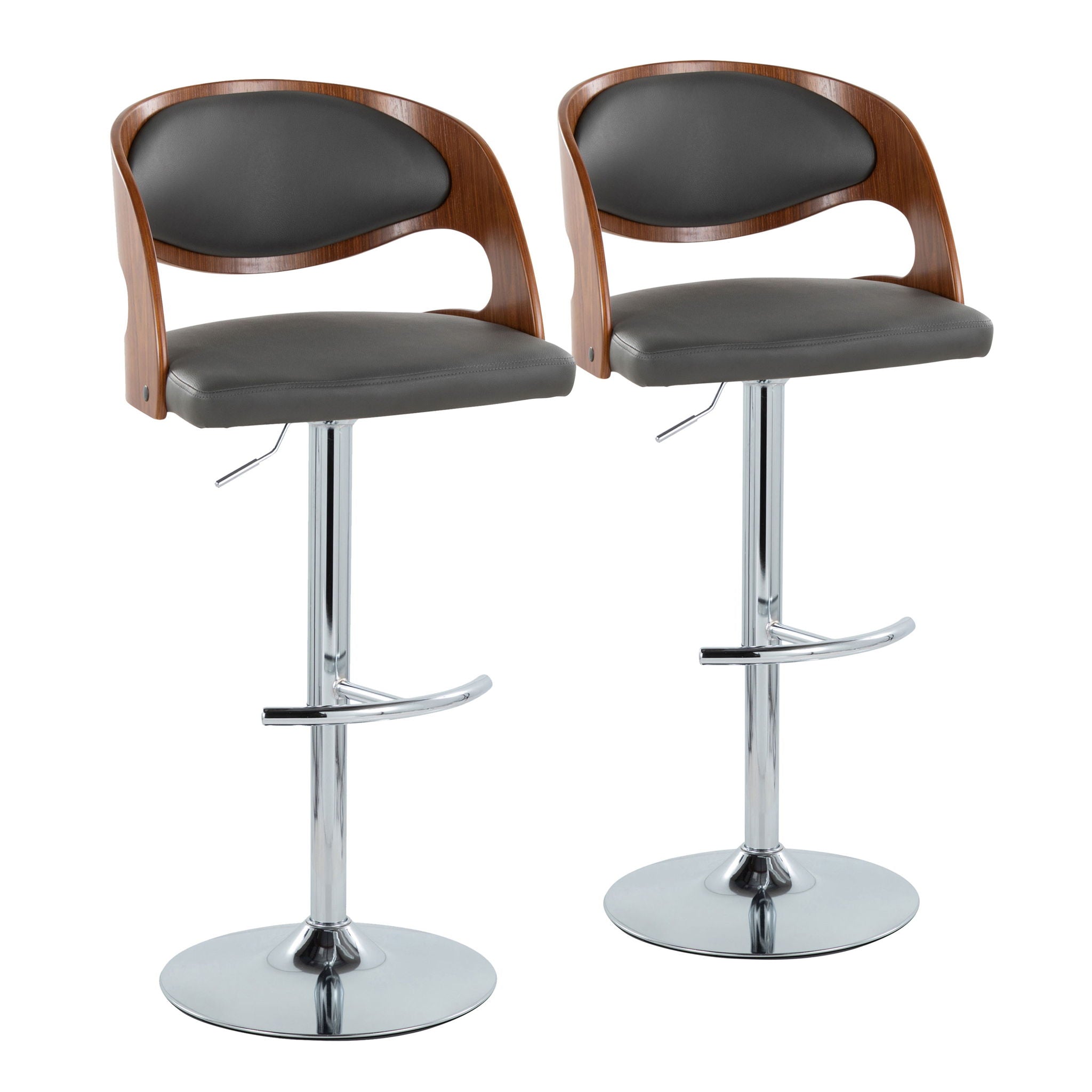 Pino - Mid Century Modern Adjustable Barstool & Swivel (Set of 2)