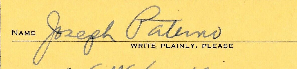Joe Paterno 1950's Penn State Signed Hotel Schenley Register Card PSA/DNA 163691