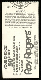 November 14, 1987 Pitt vs. Penn State College Football Game Ticket Stub