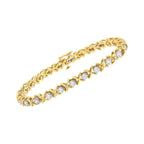 10K Yellow Gold Plated Sterling Silver 1 cttw Diamond Link Bracelet (J-K Clarity, I1-I2 Color) - Size 7"