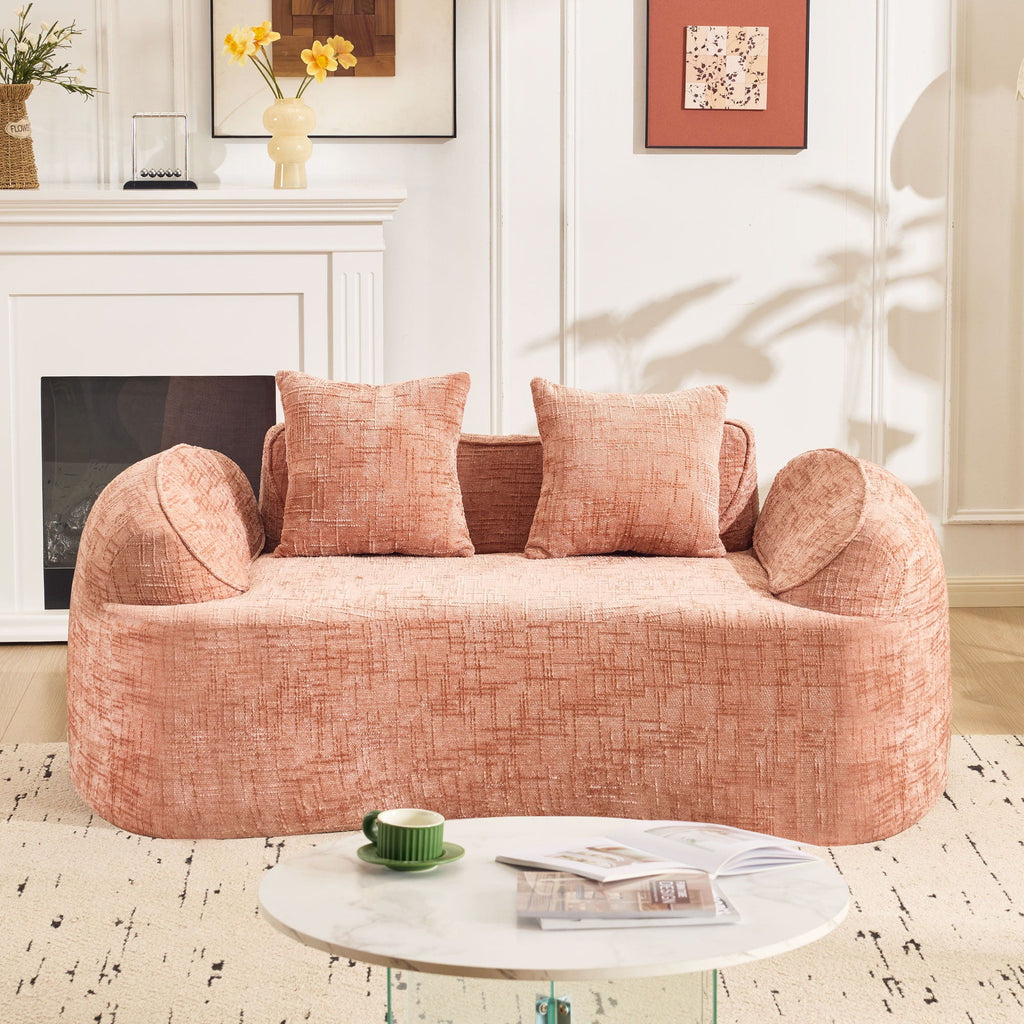 Curved 2 Person Compress Sofa With Armrests