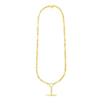 14k Yellow Gold Alternating Oval and Round Chain Necklace with Toggle