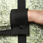 Men's Green Baroque Scroll Satin Dress Shirt – High Collar, French Cuff | Ferrecci Hi-1008