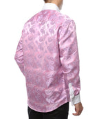 Men's Pink Paisley Satin Dress Shirt – High Collar, French Cuff | Ferrecci Hi-1030