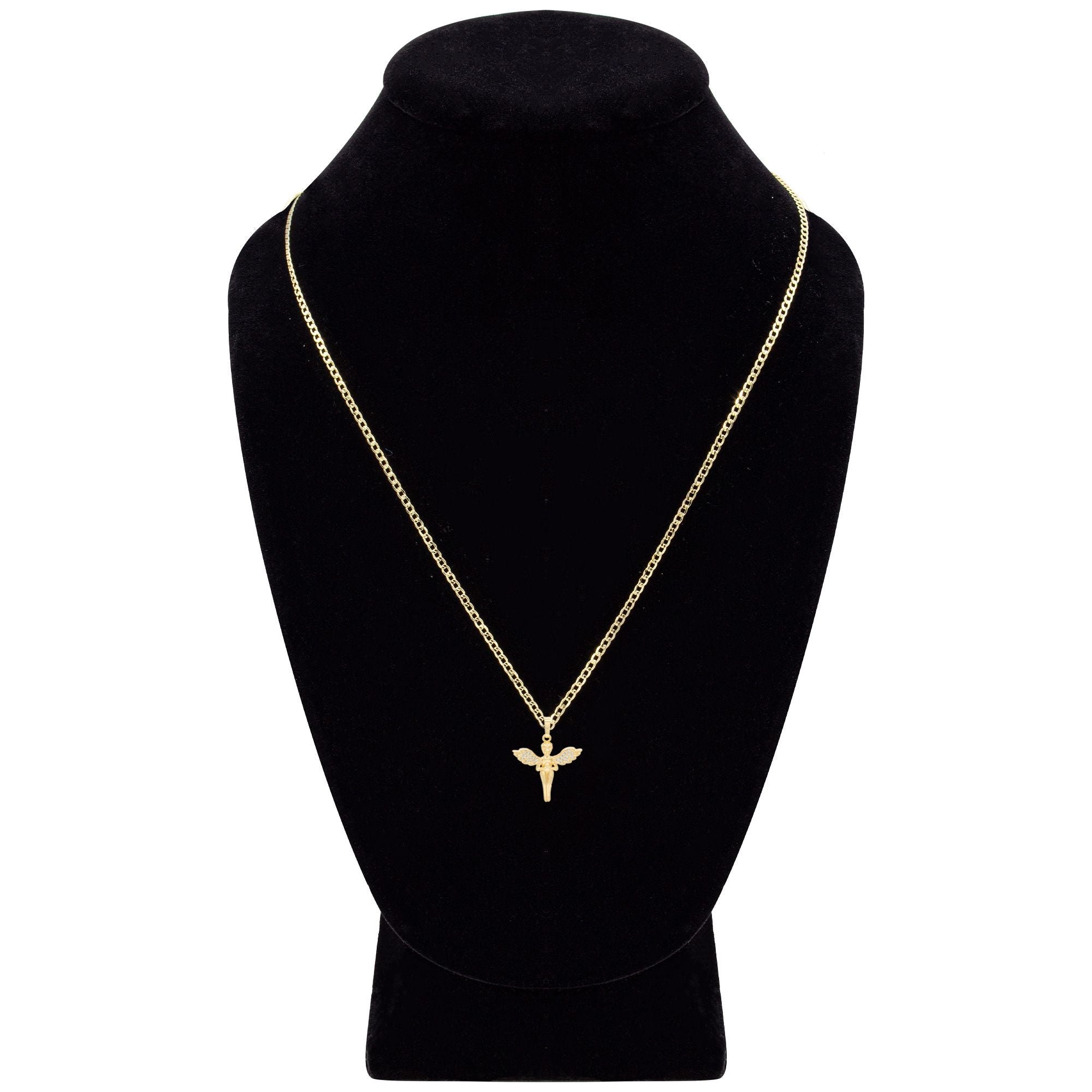 Cubic Zirconia Angel Pendant 14K Gold Filled Necklace Set