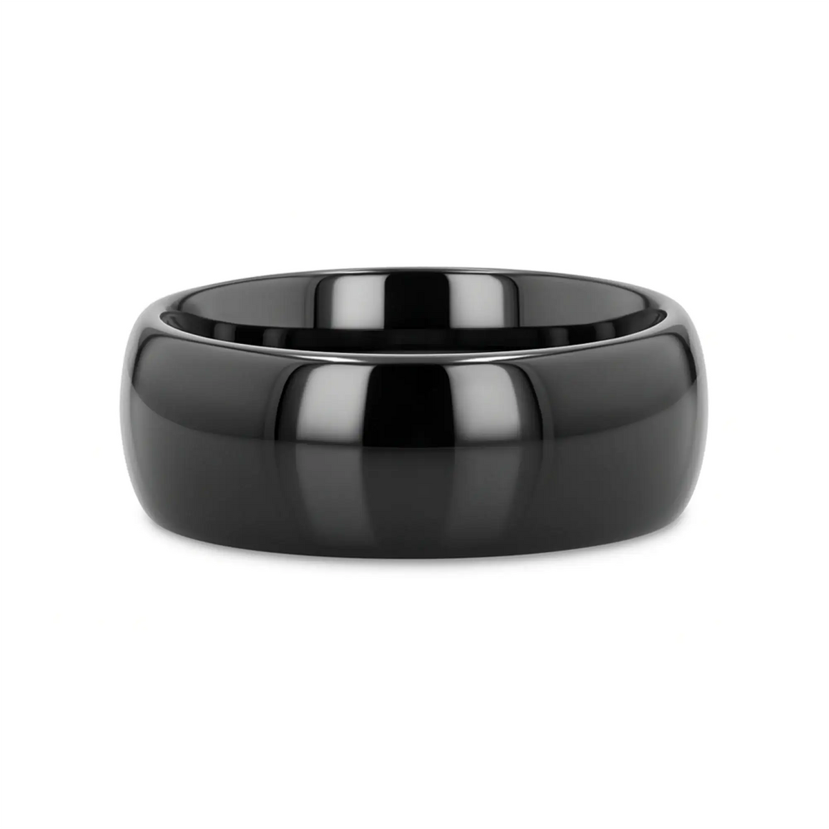 VAREN Black Titanium Polished Finish Men’s Domed Wedding Band - 8mm
