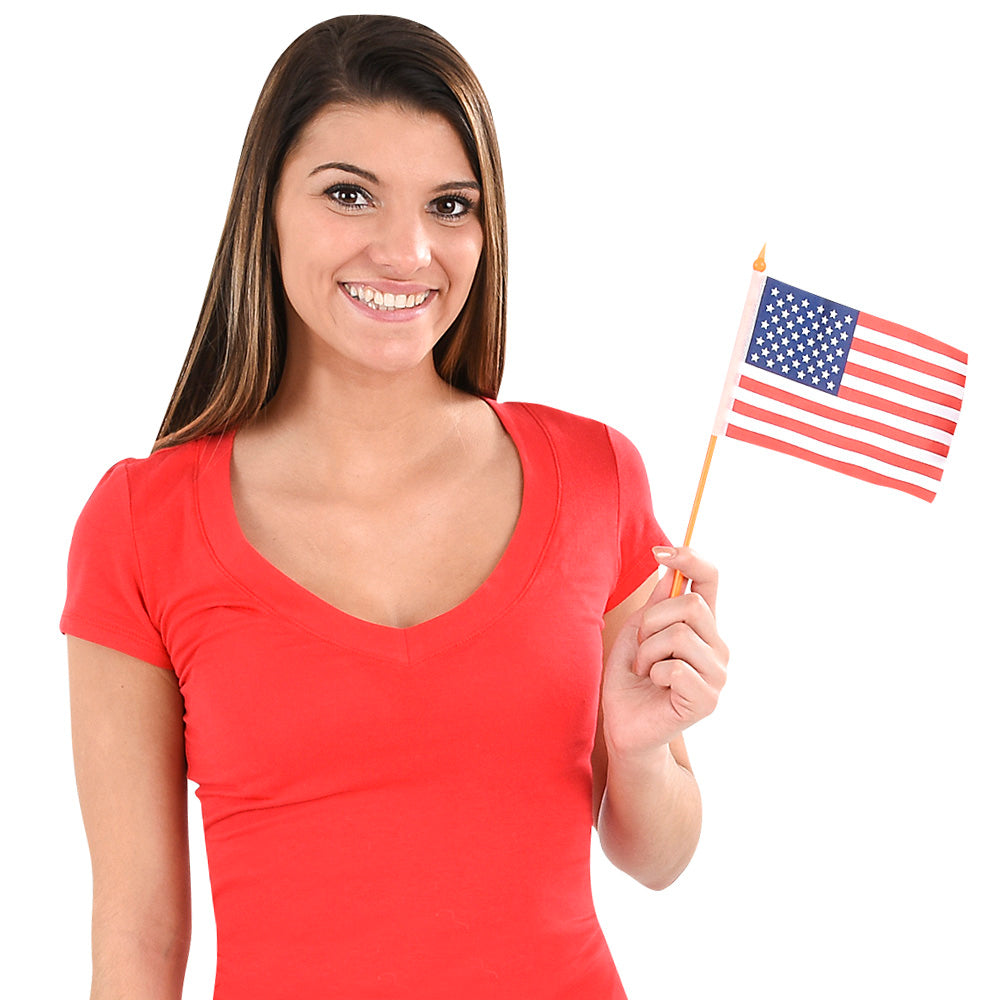 Set of 12 American Flags on Poles ✨  4" x 6" USA Mini Patriotic Hand Flags