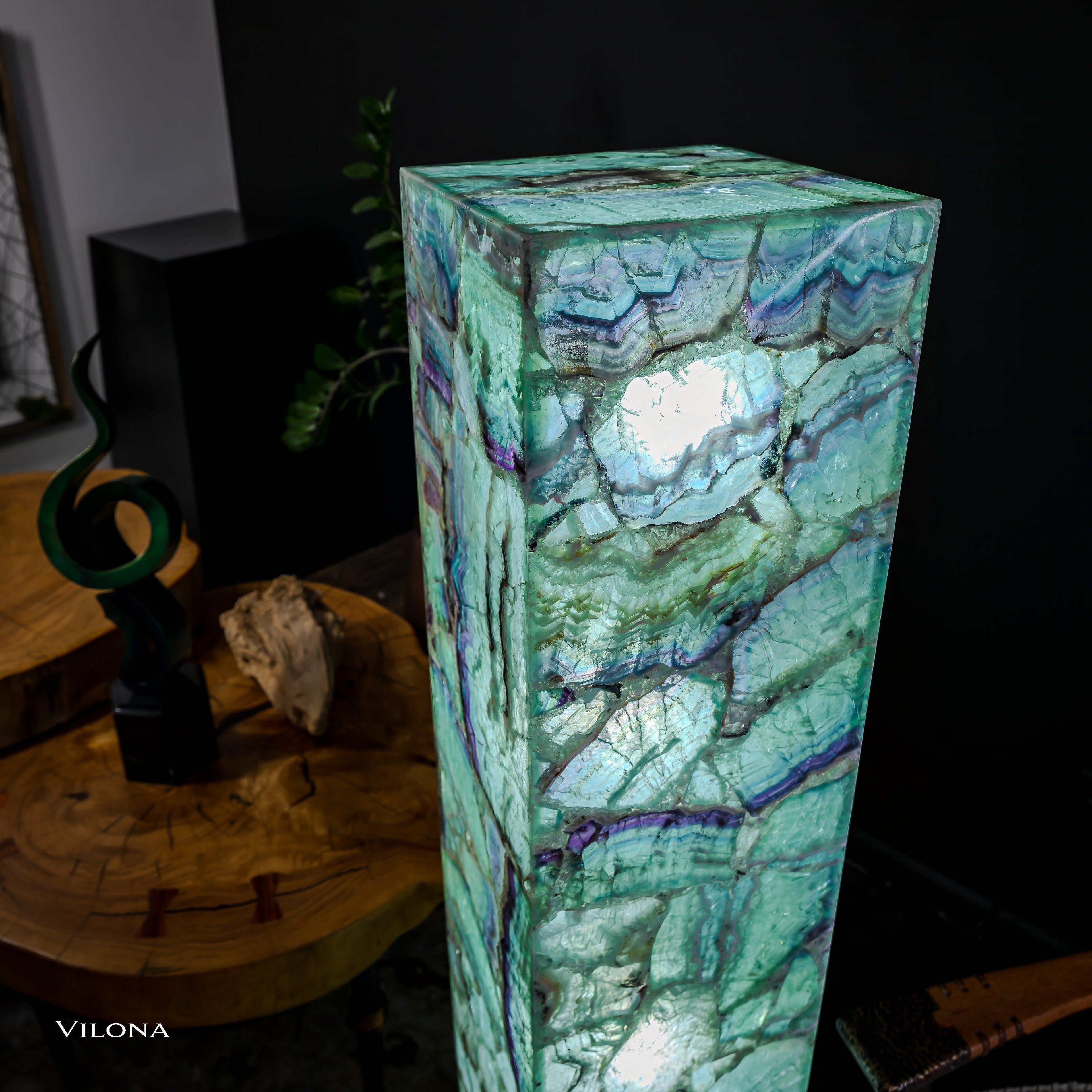 Fluorite Floor Lamp - Medium - 55"H x 11.5"W - Square - (12/19)