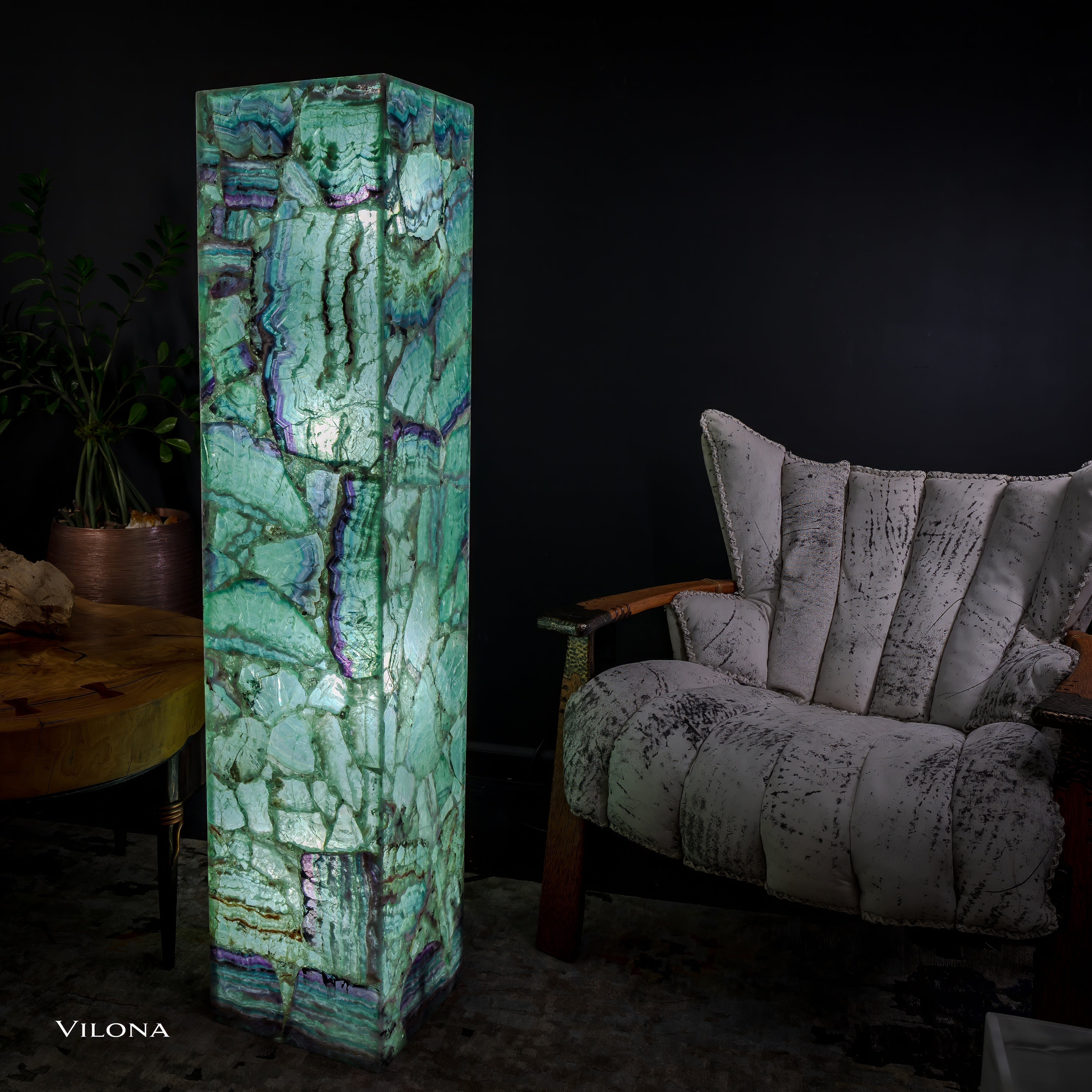 Fluorite Floor Lamp - Medium - 55"H x 11.5"W - Square - (12/19)